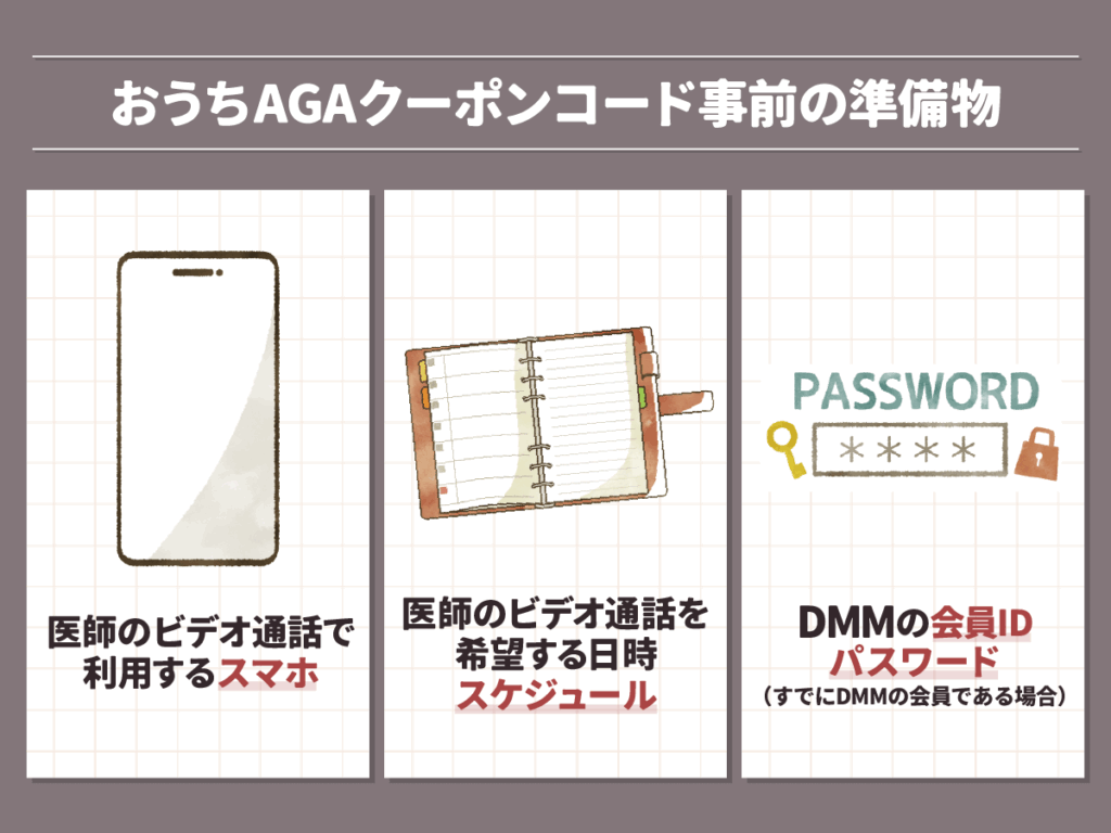 DMMオンラインクリニックおうちAGAの準備物