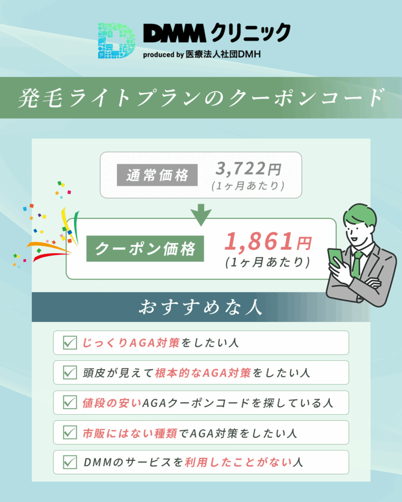 「docaga」は予防プランで1か月あたり1,861円になるAGAクーポンコード