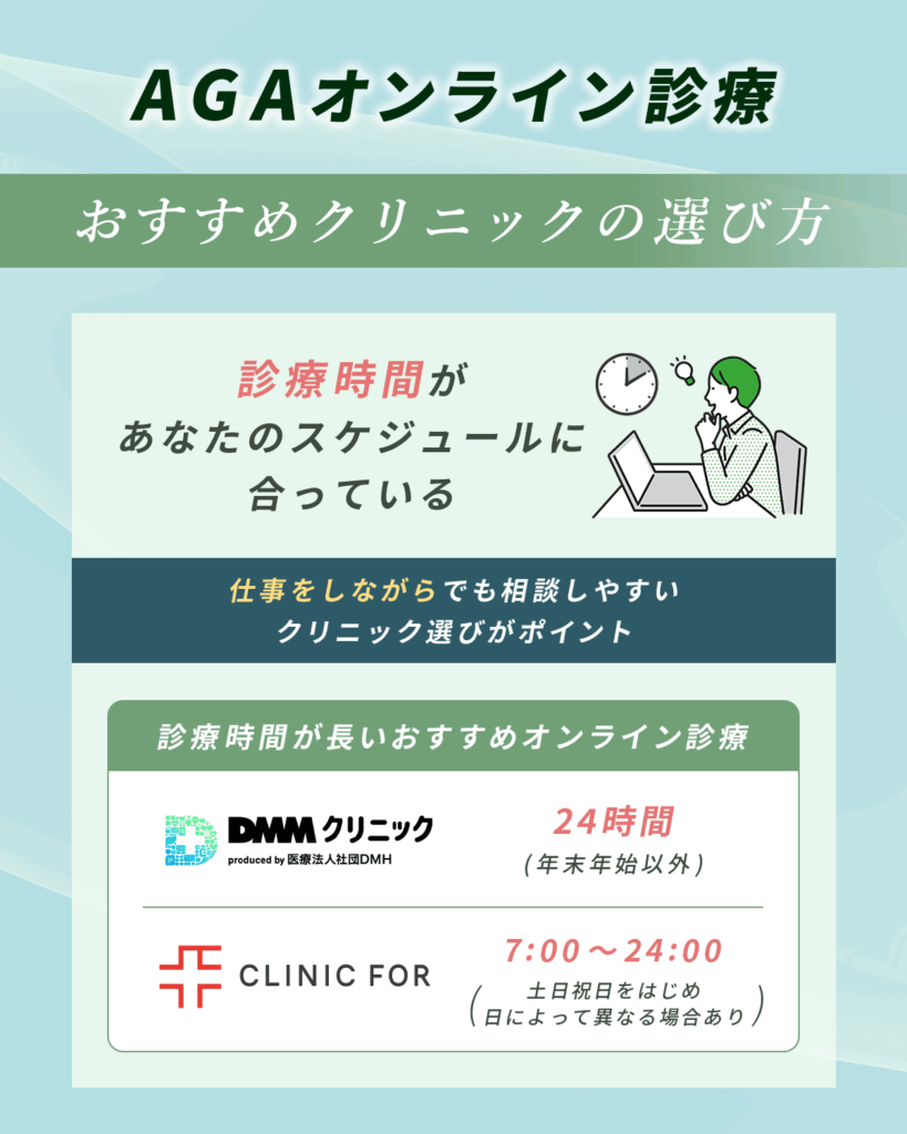 診療時間があなたのスケジュールに合っているオンライン診療クリニック