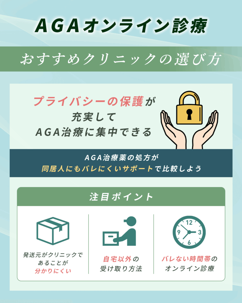 プライバシーの保護が充実してAGA治療に集中できるオンライン診療クリニック