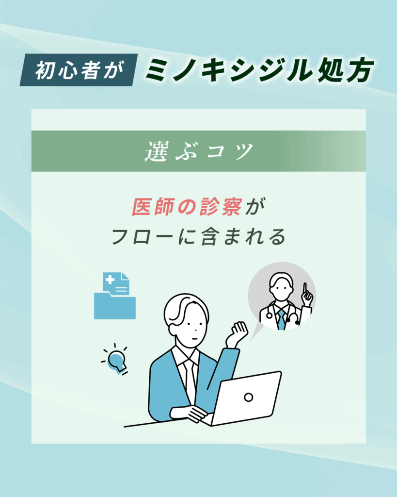 ミノキシジル通販の比較②：医師の診察がフローに含まれる通販サイトで購入