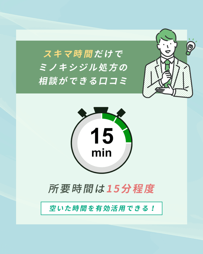 スキマ時間だけでミノキシジル処方の相談ができる口コミ
